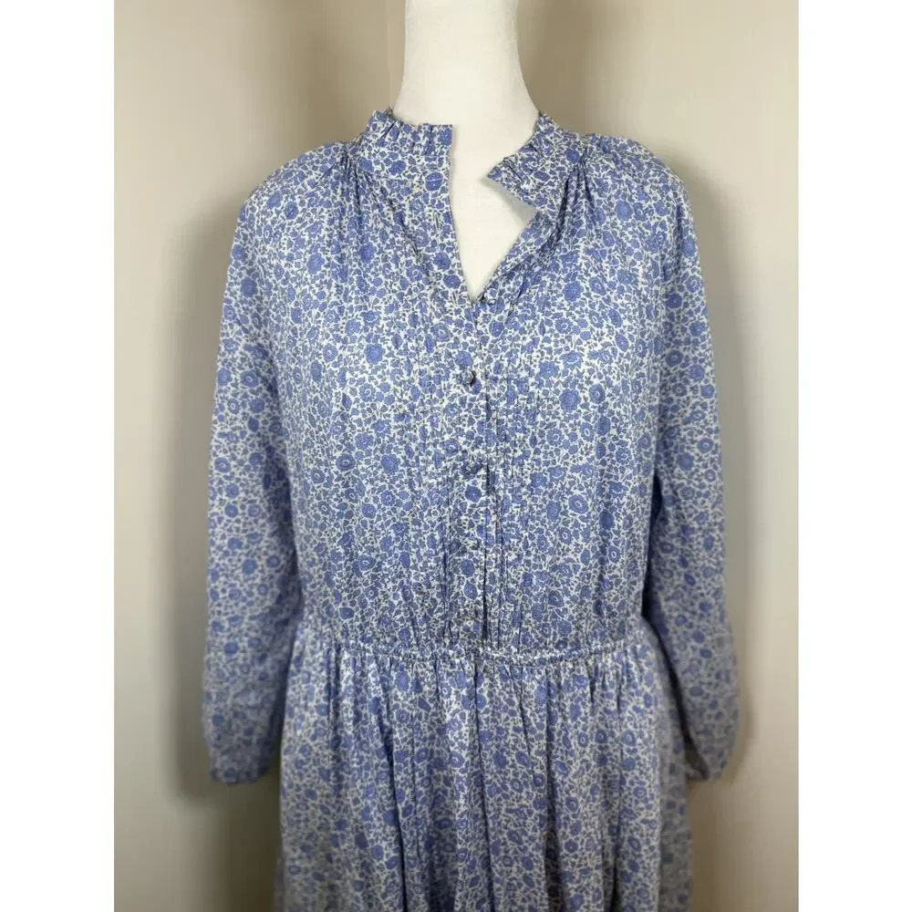 J. Crew Liberty Fabric Ruffle-collar mini dress D'Anjo Coast fabric Size XL Boho